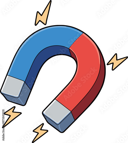 青と赤のU字型の磁石のイラスト