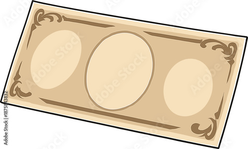 文字の書いてない白紙のお札のイラスト