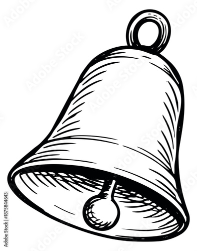 Hand drawn line art illustration of a bell depicting a traditional chime for events and celebrations