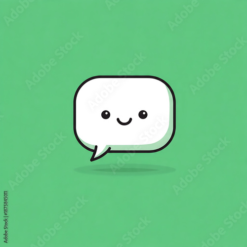 A delightful and friendly white speech bubble illustration with a happy face, embodying the concept of pleasant conversation and positive communication