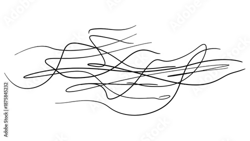 Abstract black lines intertwining on white background.