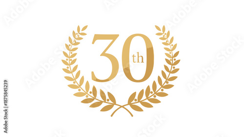 Thirtieth anniversary golden laurel wreath emblem.