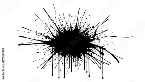 Ink splatter explosion isolated on white background.