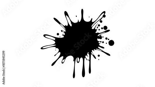 Black ink splatter isolated on white background.