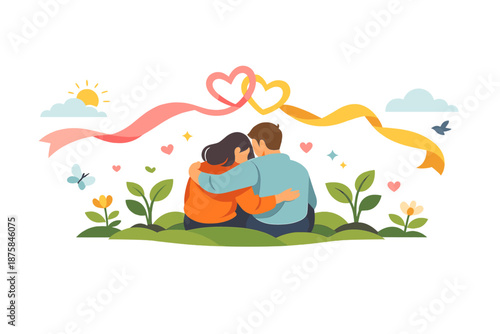 Image Generation. Fresh spring morning scene shows emotional connection growing like new plants, love renewal illustrated through