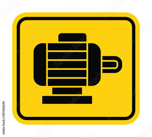 Electrical Motor Icon on Yellow Background for Industrial Use