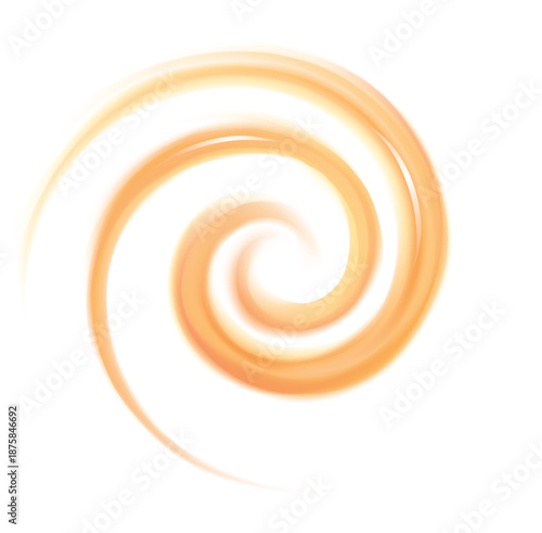Vortex art movement ripple fond text space on white backdrop. Beautiful curvy surface gentle terracotta color. Circle soft mix of pure fresh sweet carrot, melon, pumpkin, apricot, lemon dessert syrup