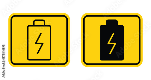 Yellow Battery Icons with Charge Indication for Energy and Power Concepts
