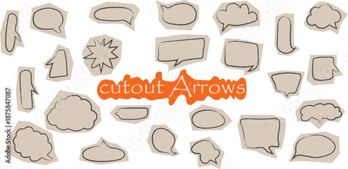 Collage scrapbook doodle speech bubble scrapbook collection.  bubble shapes for dialogue, message and text. Comic collage speech bubbles. Hand drawn vector sketch balloons.