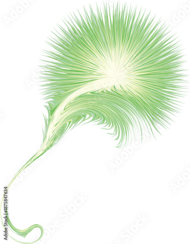 Bright circular white midpoint drawing wave flame shape art design. Fuzzy magic laser sphere form in modern creative fur line style. Lime color power sun boom ball symbol on dark night space for text