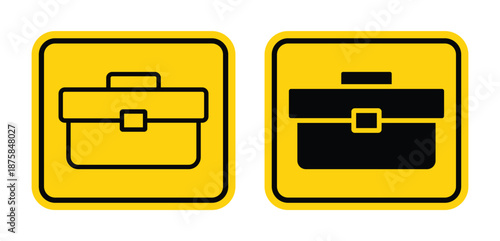 Black and Yellow Briefcase Icons on a Simple Background for Business Themes