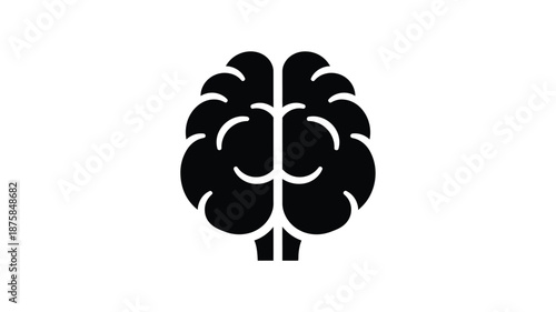A simple black and white illustration depicts the outline of a human brain with detailed lobes