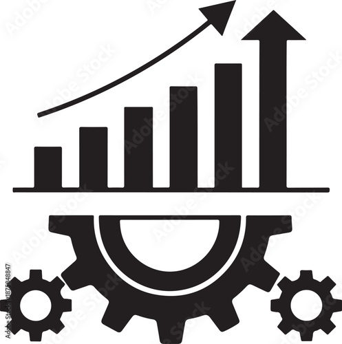 Business growth and development concept with gear and graph