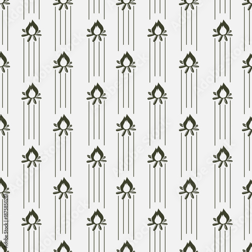 Seamless camping bonfire pattern for outdoor adventure and scout camp decor