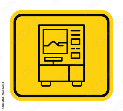 Simple Icon of a Vending Machine on a Yellow Background