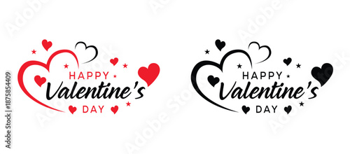 Happy Valentines Day Heart Graphics Red and Black love isolated on transparent background