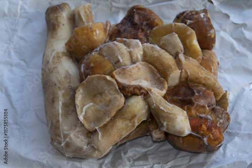 frozen wild porcini mushroom block for smart zero waste cooking