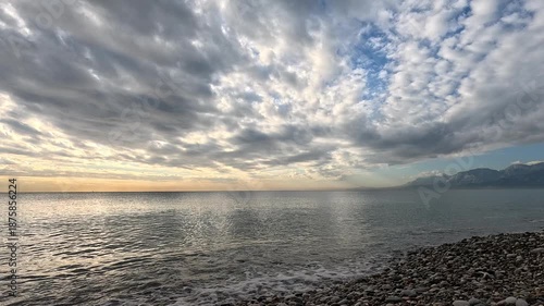 peaceful sea view at sunset