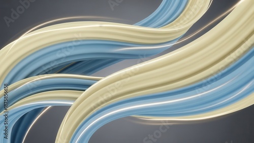 Smooth, flowing ribbons of color in a kinetic motion blur, featuring baby blue and soft yellow.