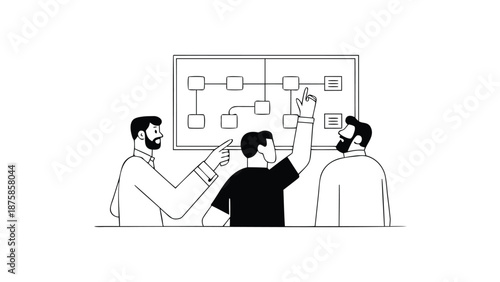 Project manager presenting milestone roadmap to team members in meeting