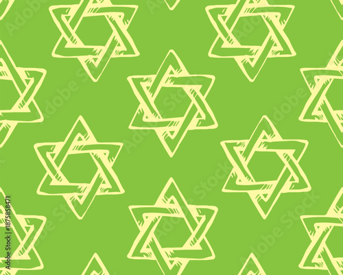 Old kosher judaic chanukkah magen shape heritage backdrop. God torah chanukah yiddish day logo emblem. Gold yellow hand drawn zion ethnic hannukah sketch in retro art doodle cartoon style on bright or