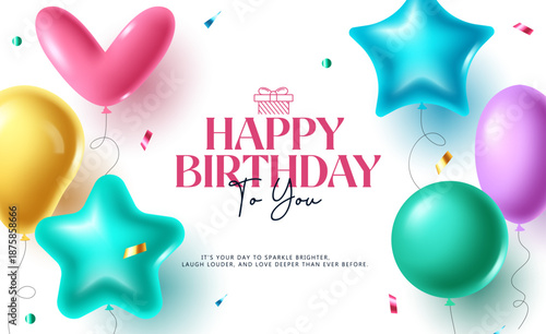 Bright and Cheerful Birthday Greeting with 3d Balloons. Festive birthday banner design with vivid balloons and a meaningful message, perfect for brightening someone's day. Birthday Greeting Clipart.

