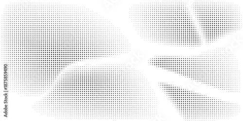 Half tone gradient. Dotted gradient, fine dot spraying and halftone dotted background seamless horizontal geometric pattern vector template set.