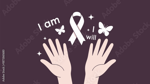 Hands raised with inspirational symbols Vector