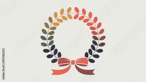 Colorful autumn wreath with bow Vector