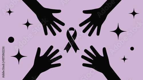 Hands reaching for awareness ribbon Vector