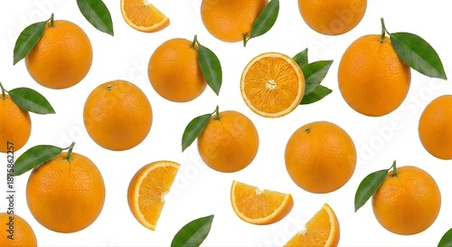 orange fruit background, oranges falling on white background 