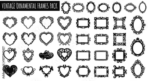 Elegant Ornate Frames Pack: A collection of vintage, ornate frames, each design crafted to bring a touch of timeless elegance. Perfect for enhancing creative projects.