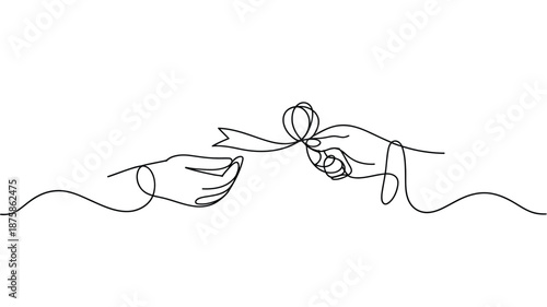 Hands exchanging a ribbon Vector