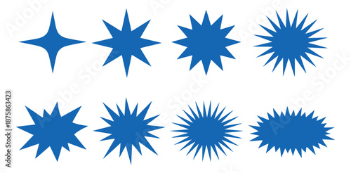 Abstract burst shapes set featuring various geometric spiky forms for design elements and emphasis