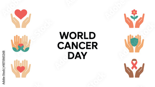 Celebrating world cancer day with symbolic hands Vector