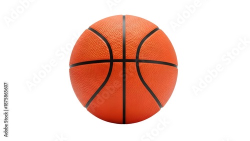 A close up of an orange basketball isolated on transparent background