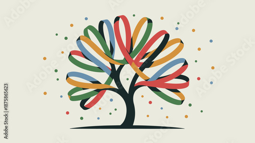 Colorful ribbon tree Vector