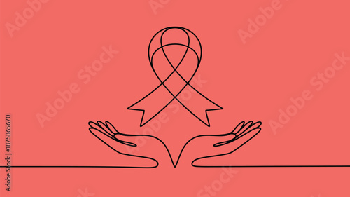 Hands holding a pink ribbon Vector