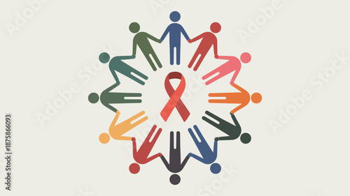 Diverse hands holding ribbon Vector