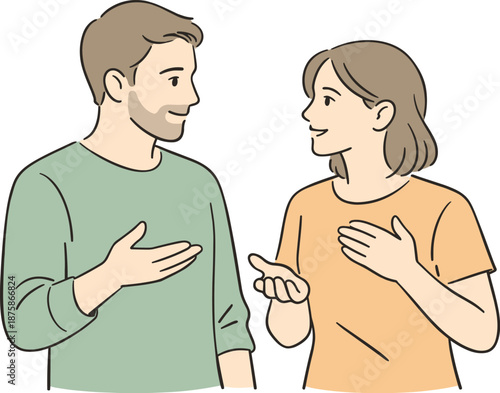 Image Generation. Partners sharing a meaningful discussion, standing side by side with gentle hand gestures and attentive eye