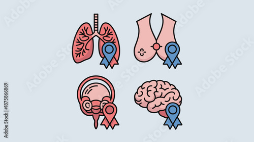 Awareness ribbons for various health conditions Vector