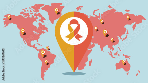 Global cancer awareness map Vector