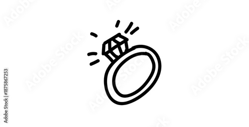 Minimal Diamond Ring Icon Representing Love Engagement And Wedding Jewelry