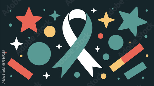 Celebrating awareness with colorful ribbons and stars Vector