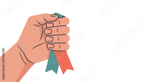 Hand holding a medal ribbon Vector