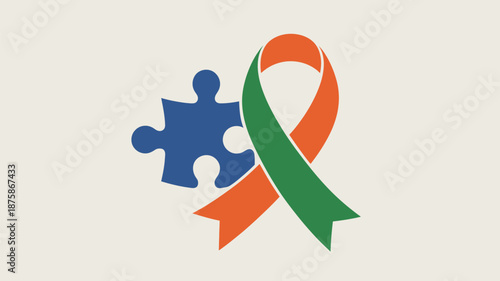 Awareness ribbon with puzzle piece Vector