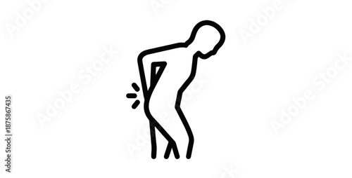 Human back injury icon posture showing pain outline vector illustration