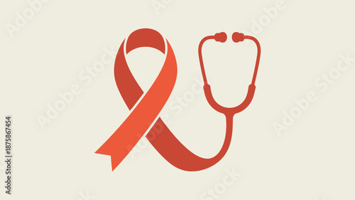 Red ribbon and stethoscope Vector