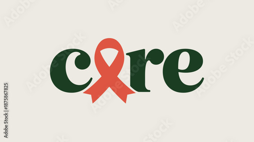 Care symbol with red ribbon Vector