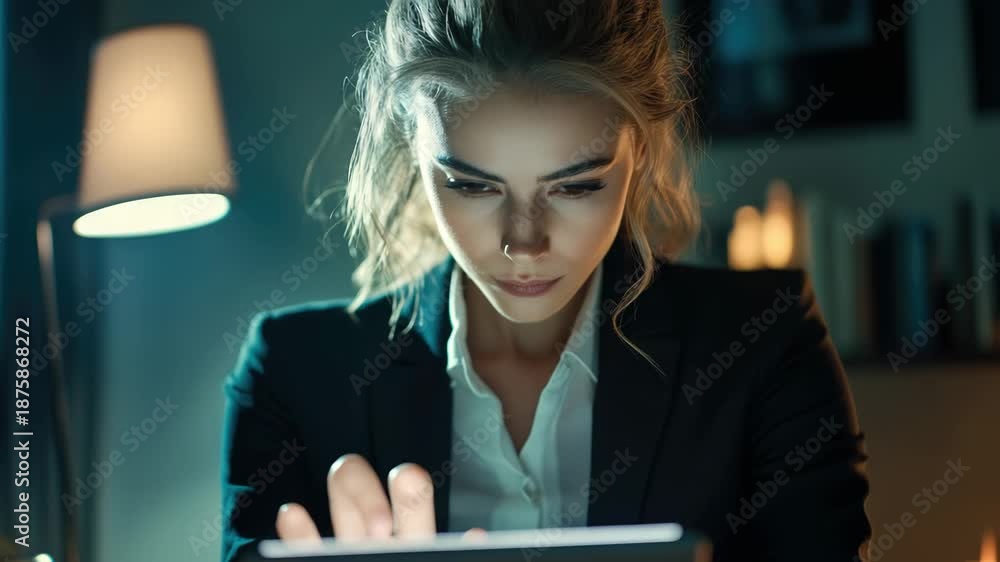 custom made wallpaper toronto digitalA focused female office worker using her laptop in a dimly lit office.